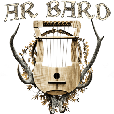 Logo d'Ar Bard, lyre et musique rock progressif, métal